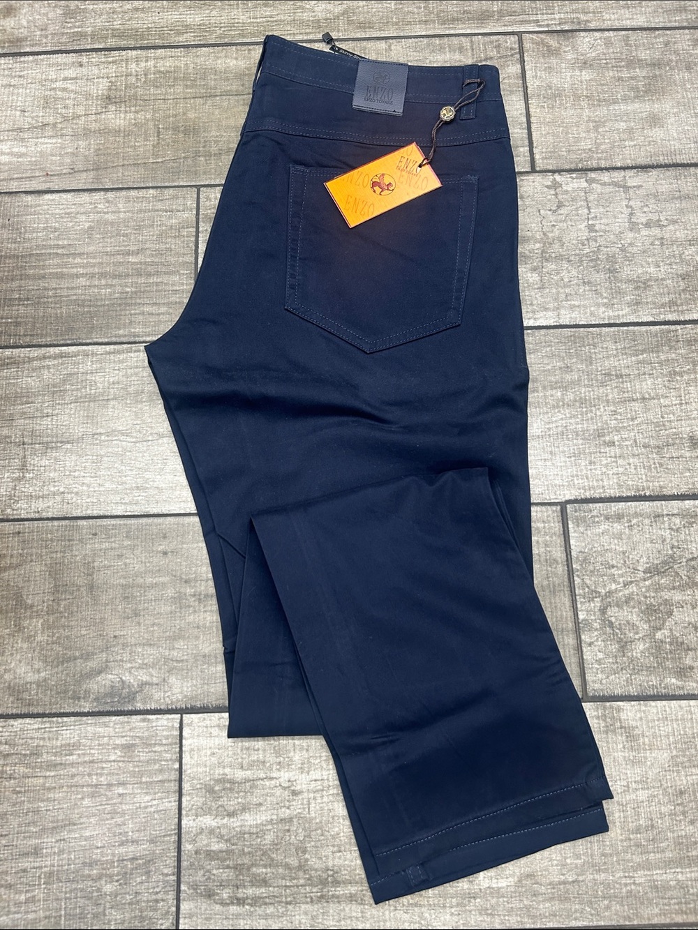 Enzo Tovare Men’s Navy Straight-Leg Pants with Back Pocket NWT
